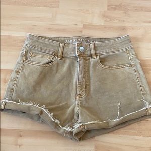 AE Khaki Jean Hi-Rise Shortie Shorts